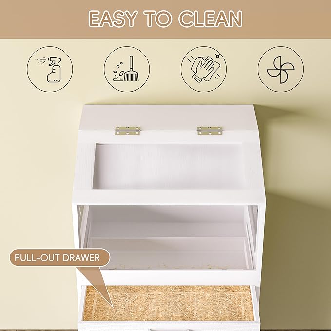 Hamster Cage with Storage Cabinet, Guinea Pig Cage for Small Animals, Large Hamster Cage and Habitat with Easy View Acrylic Panels for Hamster, Rabbit, Guinea Pig, Hedgehog (24"x19"x40")