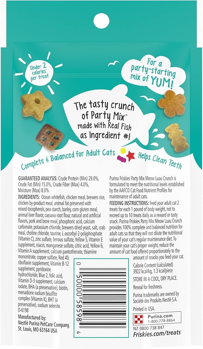 Purina Friskies Party Mix Cat Treats (Meow Luau, 2.1 Ounce (Pack of 6))