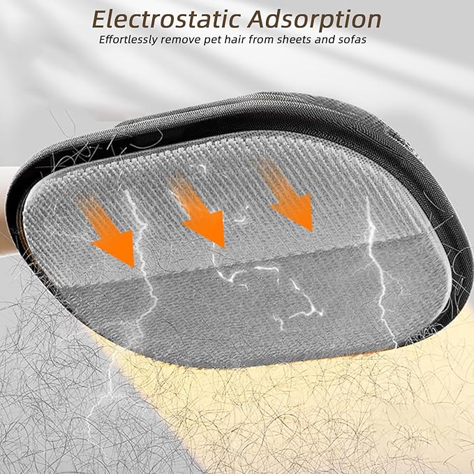 Pet Hair Removal Glove for Cats Dogs, Reusable Electrostatic Gloves Pet Hair Remover Mitt Easy Scrape Pet Hair from Cloth, Rugs, Cat Bed, Car Trunk(1 PC Glove &1 PC Lint Roller)