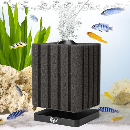 AQQA Sponge Filter for Aquarium Upgraded Whisper Betta Fish Filter Submersible Fish Tank Filter Corner Sponge Foam Filter for Breeding Fry Betta Shrimp Fish Tank (Medium for 30-120 Gallon)