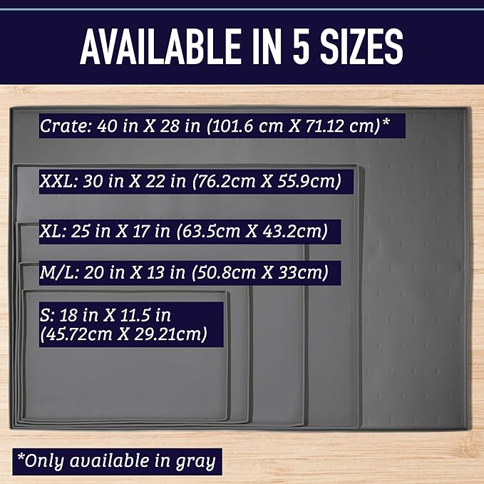 Leash Boss Dog Food Mat for Food and Water Bowls, Waterproof Silicone Pet Feeding Mat for Floors, Extra Tall Raised Edges, Cat and Dog Placemat for Floors, Dishwasher Safe (XXL: 30" x 22" - Black)