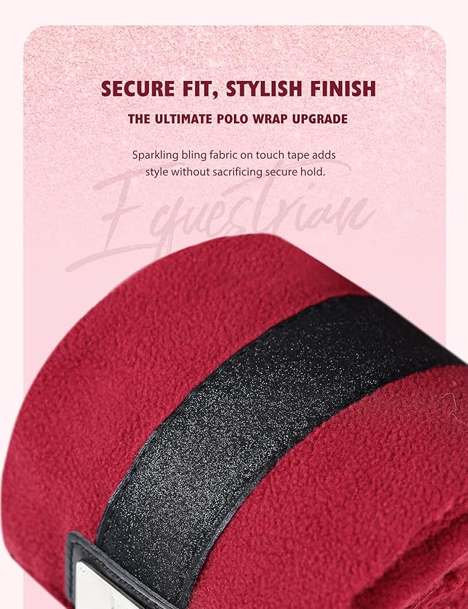 Harrison Howard Horse Polo Wraps Upgrade with Bling Leg Wraps for Horses 4-Pack Fleece Leg Wraps Stable Supplies Burgundy L