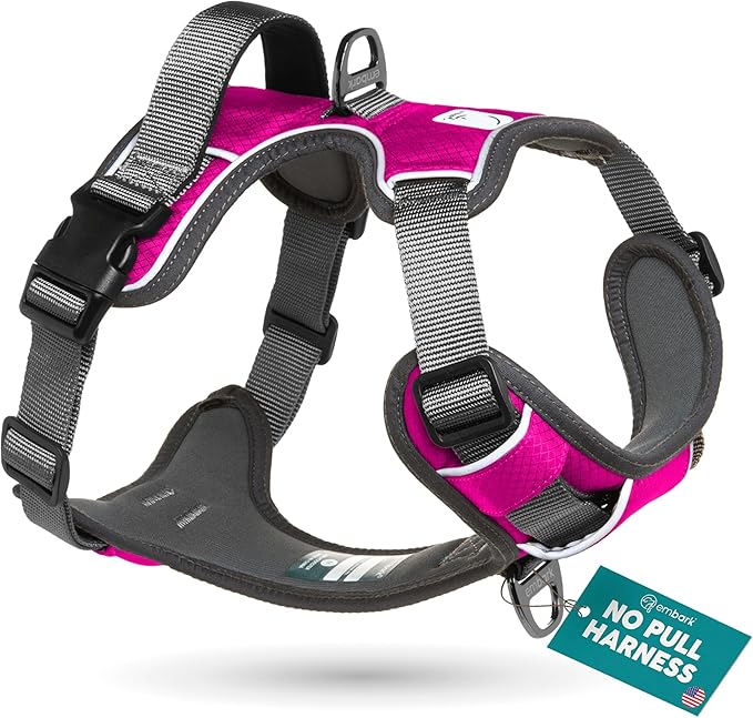 Embark Adventure Dog Harness, Reflective Trim XL Dog Harness for Extra Large Dogs No Pull - Military Grade Nylon, 2 Leash Clips & Gel Lined Handle.