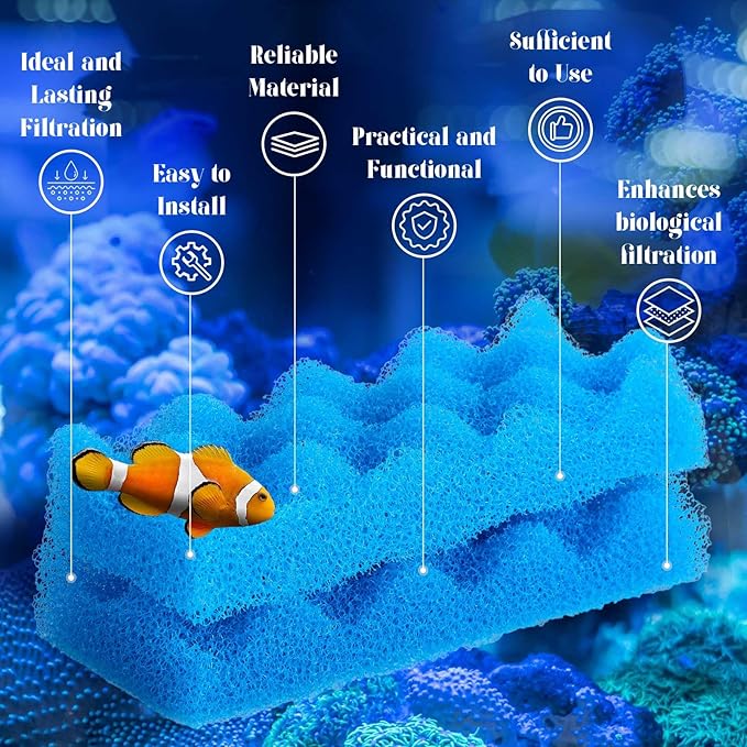 Maxcheck 10 Pack Compatible with 206/207 Blue Bio Sponge Value, Replacement Filter Media Sponge Pads for Aquarium
