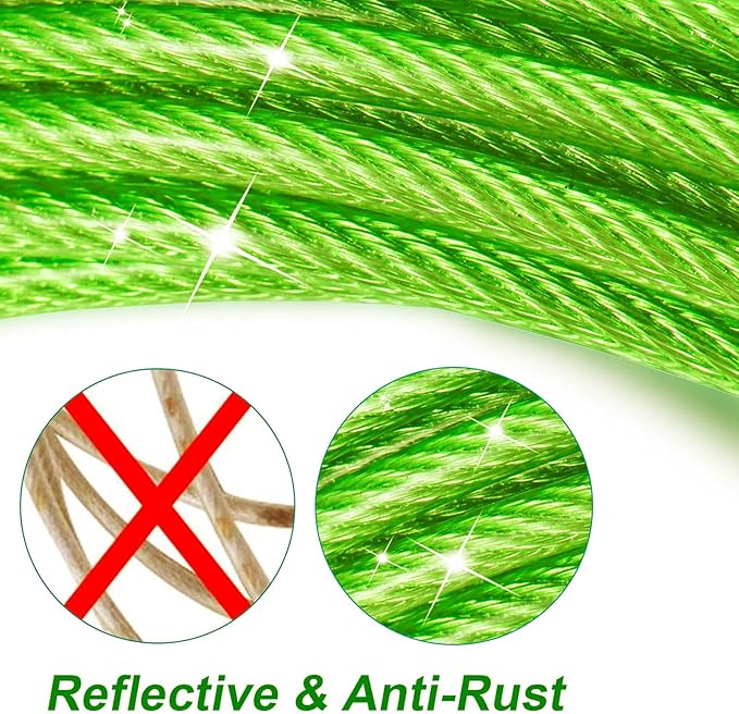 Dog Tie Out Cable for Outside,50FT Heavy Duty Dog Leash&Chains with Swivel Hook,Small-Large Dogs Runner Cable for Dogs Up to 250lbs, Long Lead Line for Yard Outdoor and Camping (250lbs 50FT, Green)