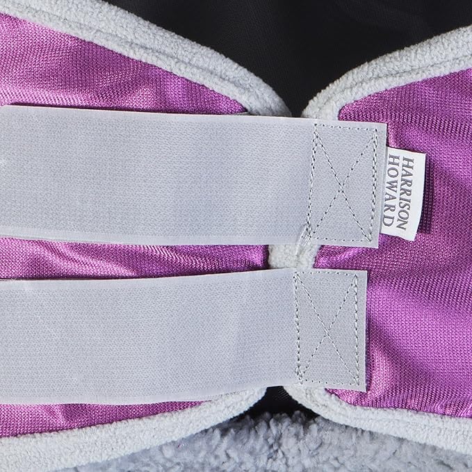 Harrison Howard CareMaster Pro Luminous Horse Fly Mask Large Eye Space Standard with Ears UV Protection for Horse Dark Magenta Full Size