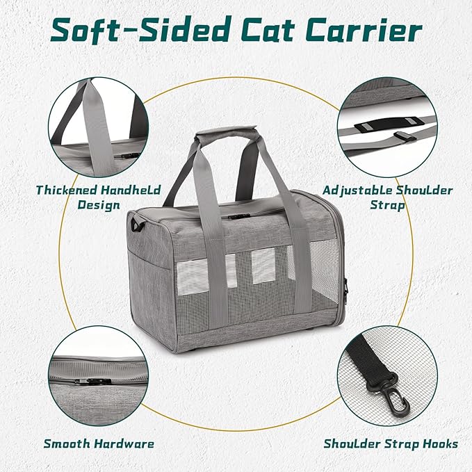 PINVNBY Small Pet Carrier, Guinea Pig Carrier, Bunny Carrier for Travel Camping Outdoor, Breathable Pet Portable Hand Bag for Hamster Bunny Guinea Pig（Gray）