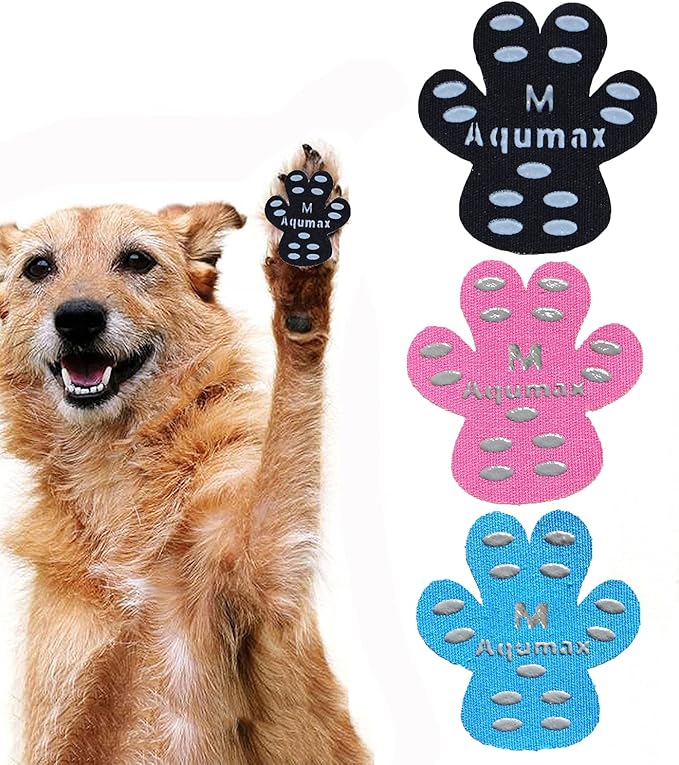 Dog Paw Protector Gripper Traction Pads,Dog Paw Covers,Foot Stickers in Summer Hot/Winter Cold Pavement,Dog Shoes Booties Socks Replacement,12 Sets (48 pcs) M Multicolor