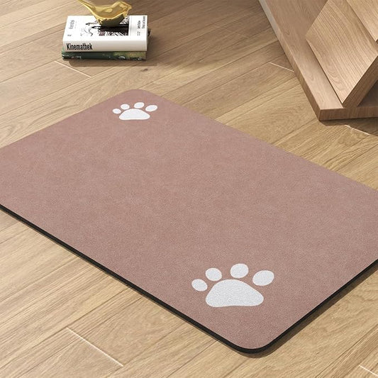 Pet Feeding Mat-Absorbent Dog Mat for Food and Water Bowl-No Stains Quick Dry Water Dispenser Mat-Dog Accessories Pet Supplies-Bowl for Messy Drinkers（Dusty Pink,17"x28"