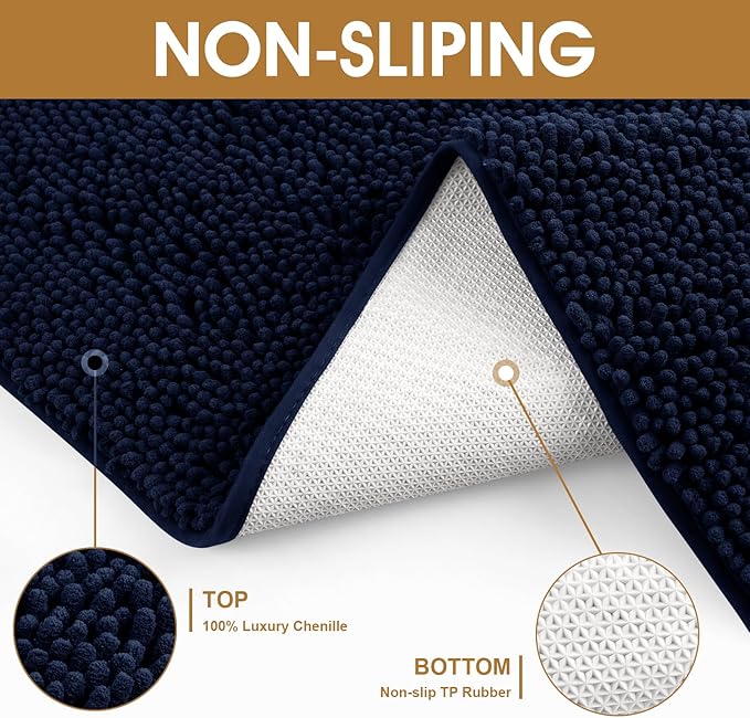 IM HOME 36" x 24" Navy Blue Dog Door Mats for Muddy Paws, Chenille Absorbent Dog Mat, Non Slip Heavy Mud Mat for Dogs, Soft Pet Bed Mat for Entryway, Mud Paws, Inside Floor