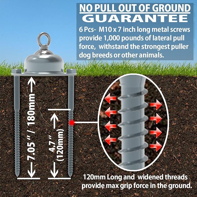 360° Swivel Dog Tie Out Cable and Stake - 50 Ft Dog Yard Leash and Stake Rust Proof for Small Medium Large Dogs - Petfect for Grass Yard Camping Outdoor