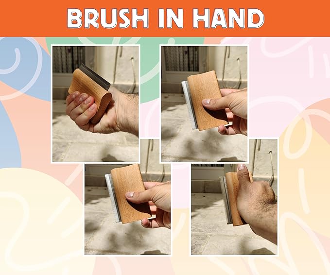 Jocomb Wooden Deshedding Brush for Dogs, Cats & Horses - Gentle Grooming Tool for Thick, Short & Wiry Coats - Dematting Pet Brush for Shedding Control & Comfort