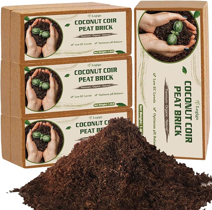 Legigo 8 Pack Coco Coir Bricks (11.2lb), 100% Organic Coconut Coir Fiber Potting Soil for Plants, Compressed Coco Peat Seed Starter, Coconut Husk Potting Mix for Indoor & Outdoor Plants, Gardening