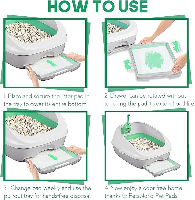 PETSWORLD Multi Cat Pad Refills for Cats Breeze Litter System, Ultra-Absorbent, Quick Dry - (600 Count, Unscented)