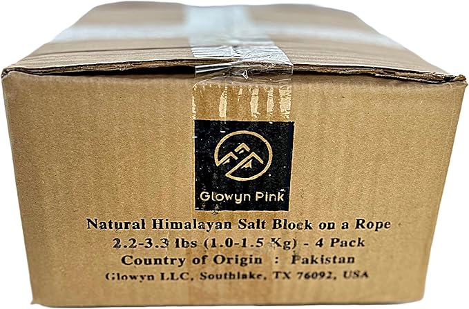 Himalayan Mineral Salt Block on Rope Pack of 4 (3lbs each) – 100% Organic Pink Salt Lick for Horses and Livestock. Deer Attractant with No Harmful Elements.