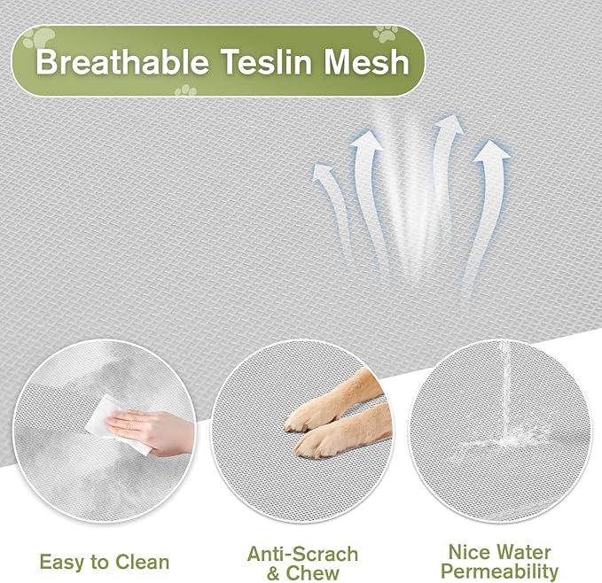 Elevated Dog Bed 42 Inch - Breathable Raised Pet Bed for Large Dogs, Waterproof Dog Cot Bed Easy to Assemble, Durable Portable Pet Cot with Non-Slip Feet, Grey