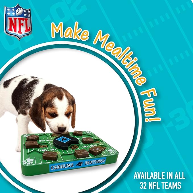 Pets First NFL Carolina Panthers Puzzle Toy, Puzzle Treat Dog Toy, Interactive Dog Treat Toy, Dog Puzzle