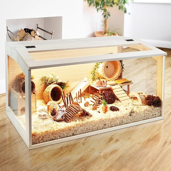 Hamster Cage Chew Proof, Mice and Rat Habitat Openable Top with Acrylic Sheets, Hamster Habitat Solid Built (24”L x 16" W x 16" H)