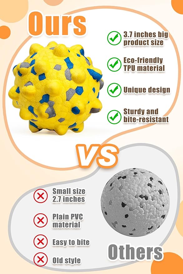 Dog Tennis Balls for Aggressive Chewers, Indestructible Durable Bouncy Interactive Toy for Dogs Fetch Game Lightweight Floating Outdoor Training(4Pcs Small)