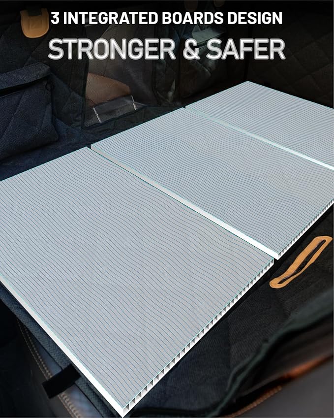 Back Seat Extender for Dog, Waterproof Dog Car Seat Cover for Back Seat, Hard Bottom Car Seat Cover, Large-Space Hammock for Car Truck SUV, Pet Seat Cover Holds 450lbs(Black)