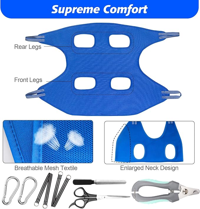 Pet Grooming Hammock for XXL Large Dogs with Nail Clippers/Nail Trimmers/Grooming Scissors, Dog Grooming Harness for Nail Trimming, Pet Grooming Sling Helper