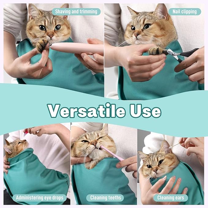 Paw Legend 27.6" Cat Wrap for Grooming Cat Wrap for Cutting Nails Cat Restraint for Nail Clipping Self Adhesive Blanket Restraint Cloth for Cats Within 15lbs