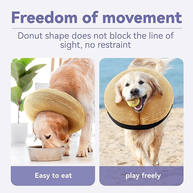 Inflatable Dog Cone Collar - Dog Neck Donut Cone Collar Alternative After Surgery - Soft Cone for Large Medium Small Dogs Cats - Alternative Recovery E Collar (Yello, XL)