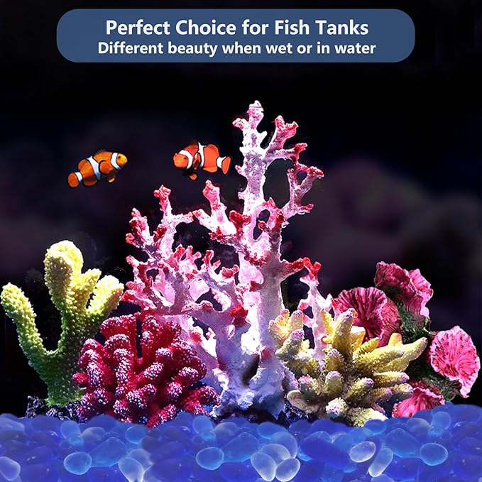 Sea Glass Stones - 0.9LB Frosted Glass Pebbles Gemstones - Perfect for Aquarium Rocks, Fish Tank Gravel, Vase Fillers, DIY Crafts, and Home Decor (Cobalt Blue, Aquamarine, White)