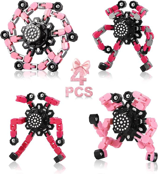 Fidget Toys for Girls, Birthday Gifts for 4 5 6 7 8 9 10 11 12 Year Old Girls Boys, Pink Transformable Fidget Spinners for Kids, Stocking Stuffers for Kids Adults Party Favors Toy