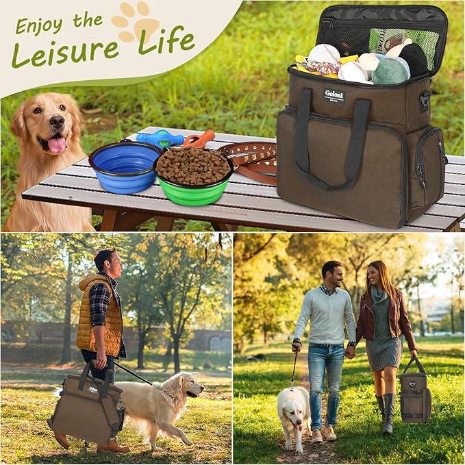 Dog Travel Bag Airline Approved–Pet Travel Tote with Collapsible Bowls,Food Containers & Feeding Mat–Multi-Pocket Organizer for Dogs & Cats, Durable & Water-Resistant for Hiking,Trips,Outdoors