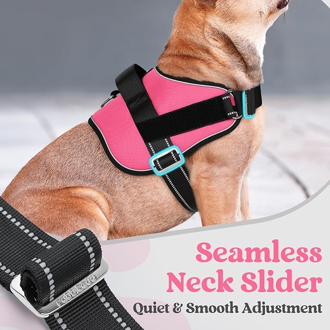 rabbitgoo Dog Harness for Small, Easy On Pet Vest with One Buckle, No Pull Adjustable Service Harness with D-Ring & Handle, Reflective for Safety Walking, Training, Pink, S