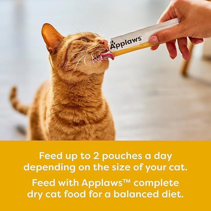 Applaws Lickable Cat Treats, Natural Grain-Free Purée, Limited Ingredient, Chicken Squeeze Up Cat Treats (60 x 0.5 oz Sachets)