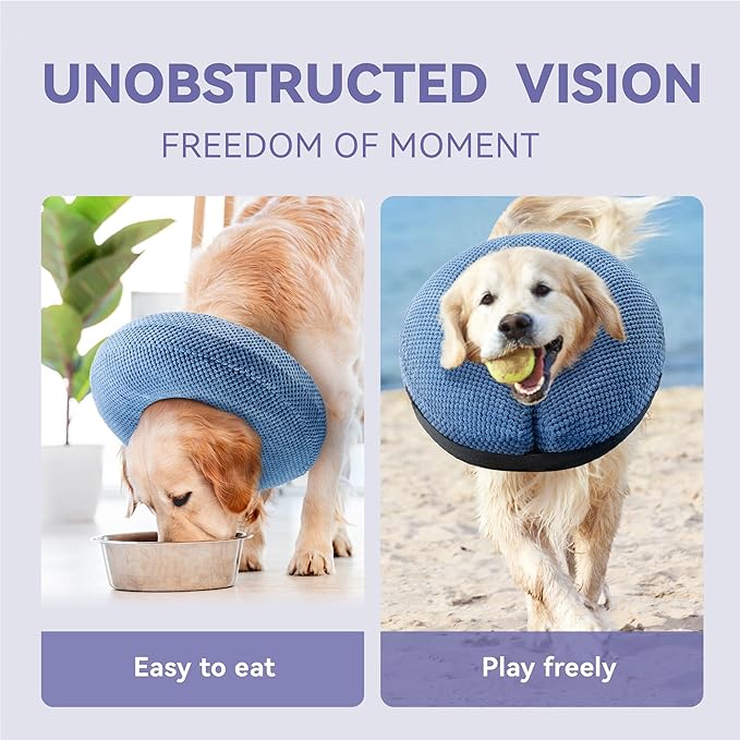 Inflatable Dog Cone Collar - Dog Neck Donut Cone Collar Alternative After Surgery - Soft Cone for Large Medium Small Dogs Cats - Alternative Recovery E Collar (Blue, XL)