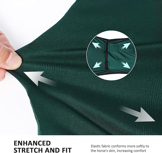 Horse Fly Mask Large Space Breathable UV Protection Equine Mask with Reflective Features on Ears Hunter Green L