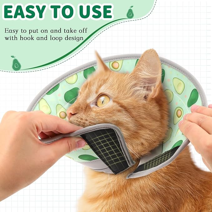 Cat Cone Collar Soft, Comfortable Cat Recovery Collar Pet Cone for Small Large Cats, Lightweight Elizabethan Collar for Cats Kittens After Surgery Prevent from Licking Wounds, Green, M