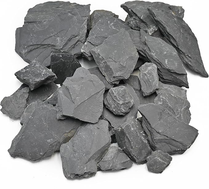 Natural Slate Rock 5LB Reptile Basking Stones Fish Tank Rocks for Aquarium Landscaping, Tank Decoration, Fairy Gardens,Reptile & Amphibian Enclosures 3 to 8 Inches