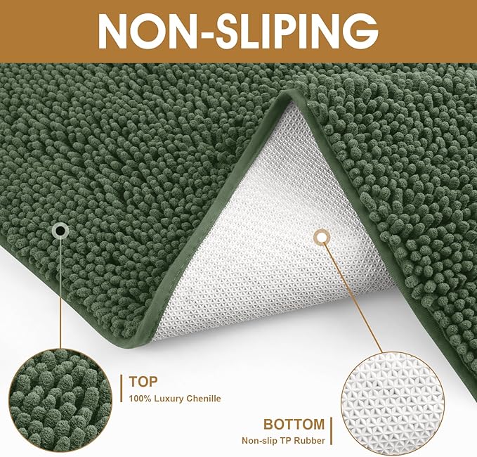 IM HOME 48" x 38" Olive Dog Door Mats for Muddy Paws, Chenille Absorbent Dog Mat, Non Slip Heavy Mud Mat for Dogs, Soft Pet Bed Mat for Entryway, Mud Paws, Inside Floor