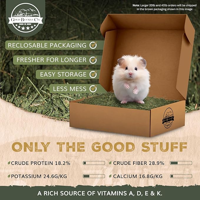 40lb Freshly Dried Organic Alfalfa Hay for Guinea Pigs, Rabbits, Chinchillas, Goats, Hamsters & Ferrets, Small Animal Food Rich in Protein & Fiber, Hand-Selected, Hand sorted, USA Grown