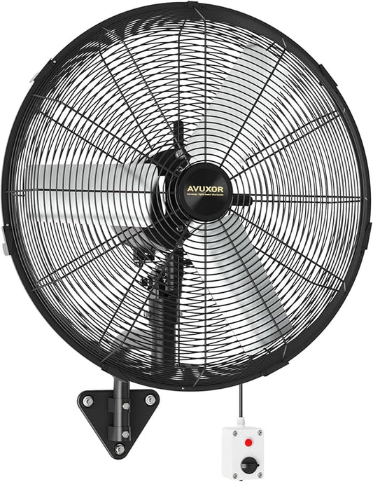 24'' Outdoor Wall Mount Fan, 4 Speed Oscillating Wall Fan with All Sealed Brushless DC Motor, Heavy Duty Industrial Fans, Waterproof Fans for Patios, House, Garage, Commercial, Warehouse, Factory