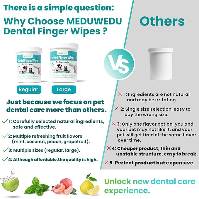 Dental Care Finger Wipes 60 Counts,Teeth Cleaning Finger Wipes for Dogs & Cats,Reduces Plaque & Supports Oral Freshness,Small Animal Stain Removers, Unscented