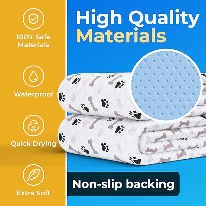 GREEN LIFESTYLE Washable Pee Pads for Dogs - Waterproof Reusable Puppy Pads with Anti-Slip Backing, Pet Training Pad for Puppy Playpen, Crate, Whelping Box, Potty Training (Pack of 40 - 34x36)