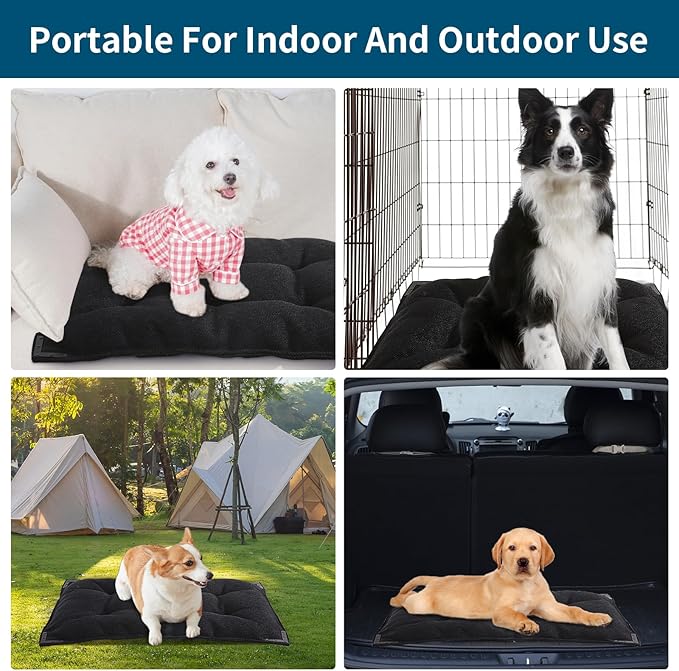 BALAPET Chew Proof Dog Bed with Metal Rivet Corner for Medium Dogs, Stable Kennel Pad Mat for Teething Puppy, Durable Indoor Outdoor Crate Pad for Medium Dog Crates, 35"x22"