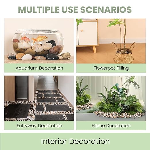 SIDONG 5 lbs Mixed River Rocks, 1.2-2 Inches Highly Polished Pebbles for Indoor Plants, Aquarium Rocks Used in Fish Tank, Decorative Stones for Plants, Vases, Home Décor, Crafting, Garden Landscaping