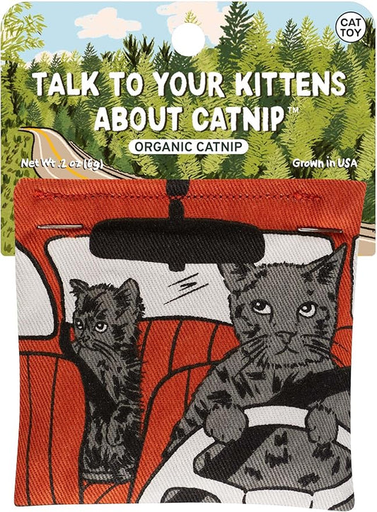 Blue Q Talk to Your Kittens About Catnip - Cat Toy. Premium Organic Catnip Grown in USA, 100% Cotton Pouches, Kitty Graphics Sure to Delight Every Cat-Keeper.