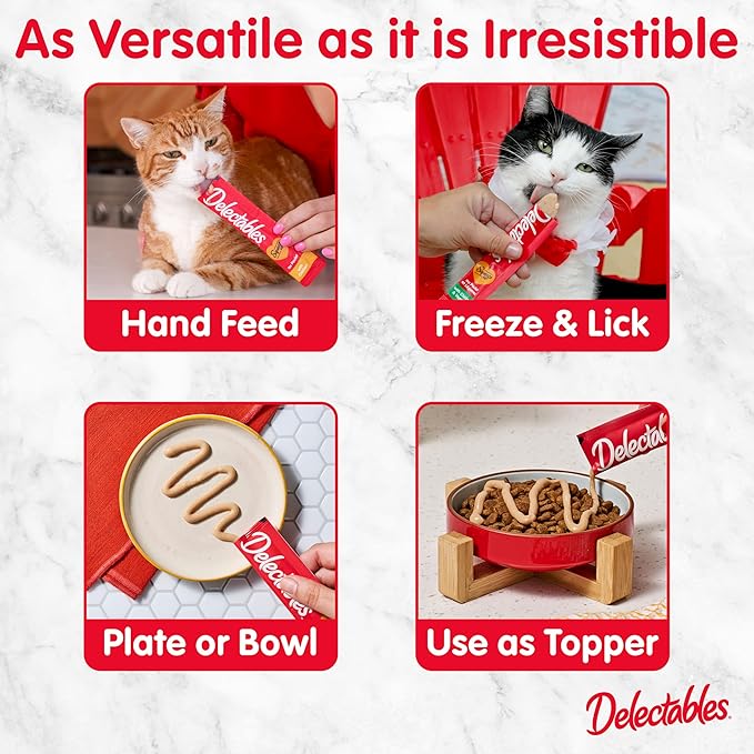 Hartz Delectables Squeeze Up Interactive Lickable Wet Cat Treats for Adult & Senior Cats, Tuna & Salmon, 4 Count(Pack of 8)