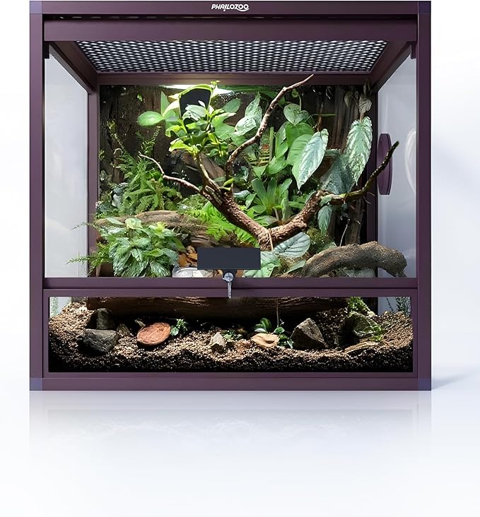 MagicCube 18'' x 18'' x 18'' Reptile Tank with Lock, 24 Gallon Reptile Terrarium with Flip-Up Tempered Glass Door, Top Screen Ventilation for Leopard Gecko - Bottom Not Leakproof