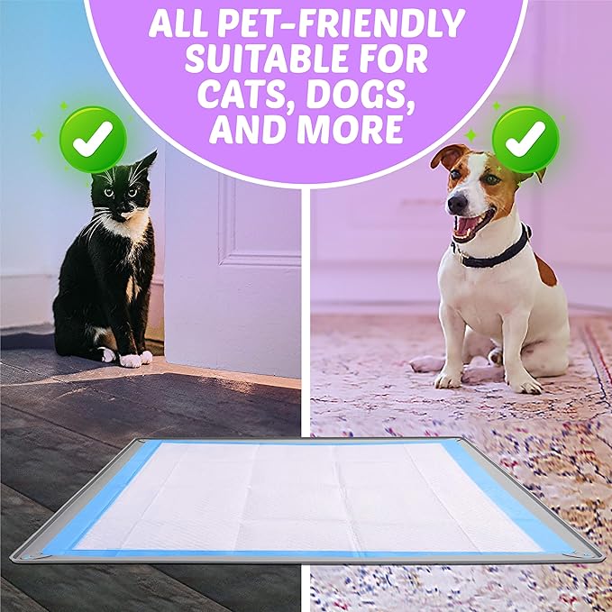 TidyFriend Dog Pee Pad Holder Tray Fits for 30” x 36” Pee Pads with Corner Lock Holes, Raised Edges, Non-Spill, Easy to Clean Silicone Dog Potty Tray Holder, for Indoor Floor Protection (Light Grey)