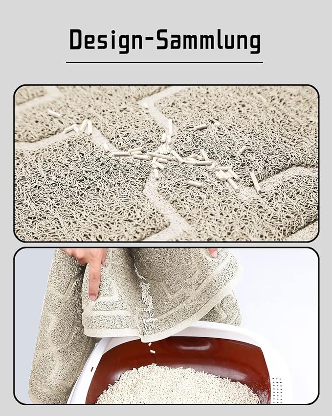 Yimobra Cat Litter Mat, 47"x36" Litter Box Mat with Litter Lock Mesh, Soft Cat Litter Mat Litter Trapping Mat, Easy to Clean, Non-Slip, Water Resistant, Litter Free Floors, Beige