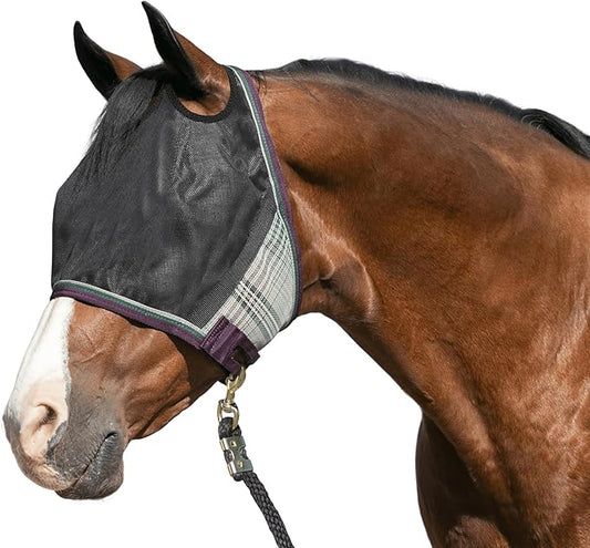 Kensington 90% UV Fly Mask Halter CatchMask UViator - Without Ears & Forelock Freedom Web Trim *Roomy Fit*- X-Large, Imperial Jade