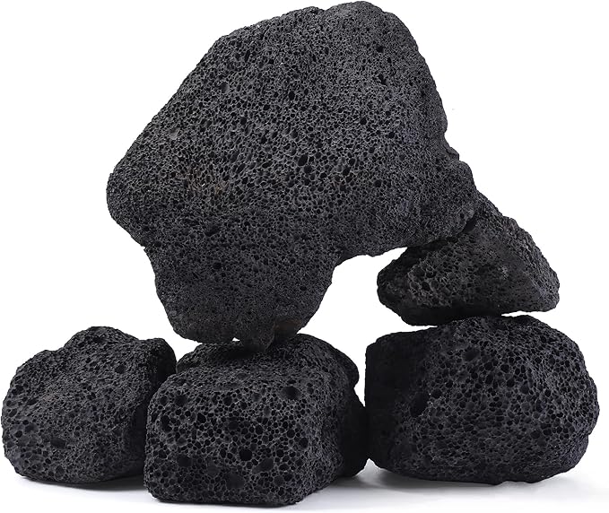 2-8 Inches Large Natural Black Lava Rock 5 PCS Aquarium Rocks for Aquascaping, Aquarium Landscaping, Terrariums, Fish Tank Decoration, Vivariums, Paludarium, Reptile and Amphibian Enclosures